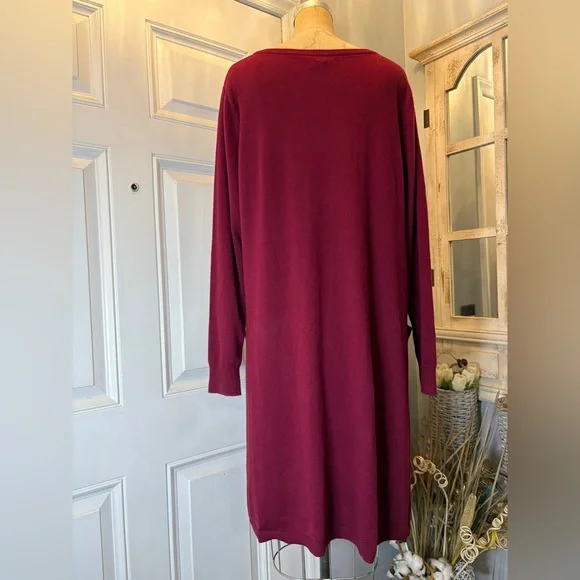 Sundance Rich Burgundy Long Sleeve Minimalist Cabincore LagenLook Dress Size XL - Picture 3 of 5